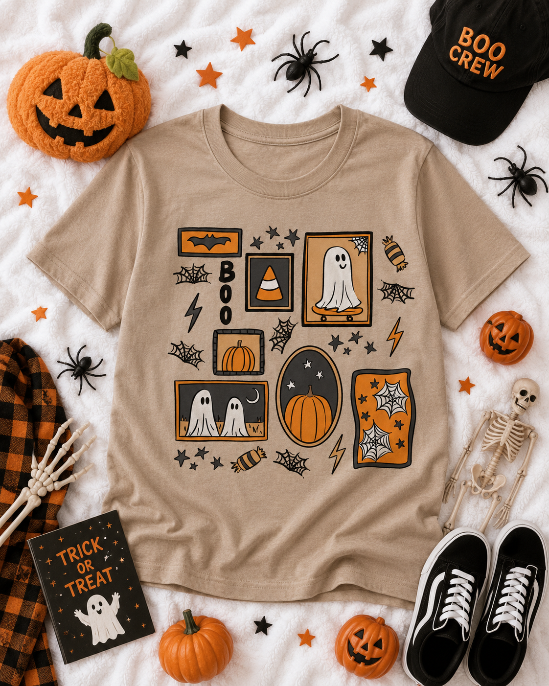 spooky skater ghost kids tee